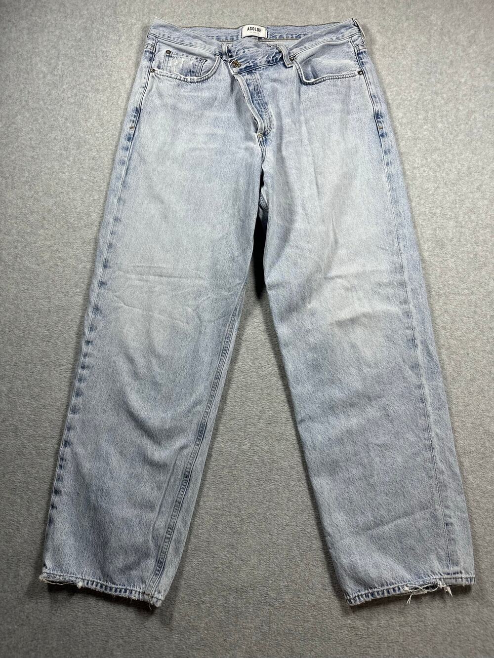 AGOLDE Criss Cross Upsized Straight Jean Women's 31 Light Blue Medium Wash